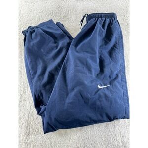 Y2K Nike Windbreaker Athletic Softshell Navy Blue Cuffed Pants Clean Men's Large